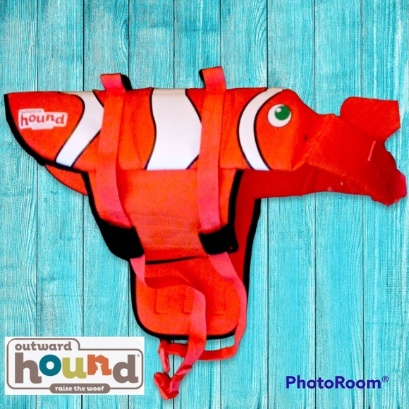 NEW Furry 4 Legged Friend Life Jacket Clown Fish Protect Pet M Up to 55lbs - Picture 3 of 10